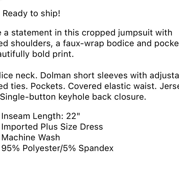 Lane Bryant Ruched-Shoulder Surplice Cropped Jumpsuit NWT 18 20 - Picture 2 of 2